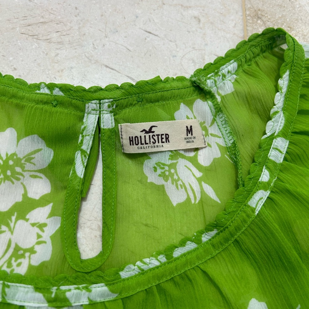 Hollister Lime Green Floral Kids Dress - Picture 3 of 4